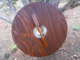 Earth Magic Wooden Shield - Green and Burnt Umber - Pewter-Tone Hardware - Cosplay, Decor - CynCraft