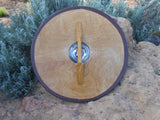 Olive and Navy Wooden Shield - Silver-Tone Shield Boss - Cosplay, Decor - CynCraft
