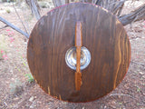 Autumn Spiral Wooden Shield - Harvest Colors - Brass-Tone Hardware - Cosplay, Decor - CynCraft